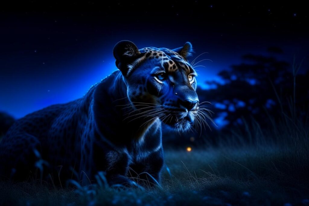 пантера в ночной саванне